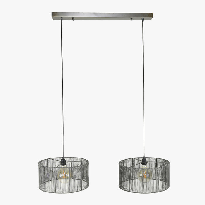 LUMIRA Suspension 2 lampes en métal argenté 120x150 cm