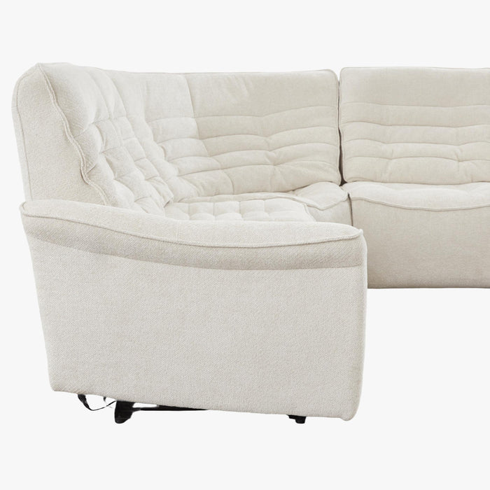 CHILLY Canapé d'angle relax électrique réversible en tissu beige