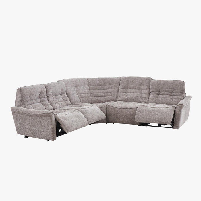 CHILLY Canapé d'angle relax électrique réversible en tissu taupe