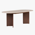 BELORA XL Table à manger extensible ovale couleur beige et bois foncé 160-200 cm