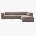 AMANDA Canapé d'angle en tissu taupe avec détail métal noir - Angle droit