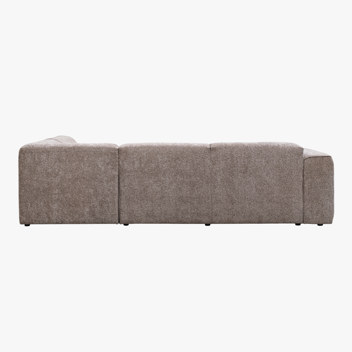 AMANDA Canapé d'angle en tissu taupe avec détail métal noir - Angle droit