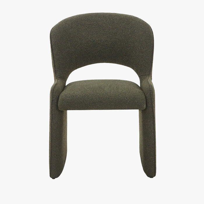 ALESIA Fauteuil tissu bouclette vert foncé