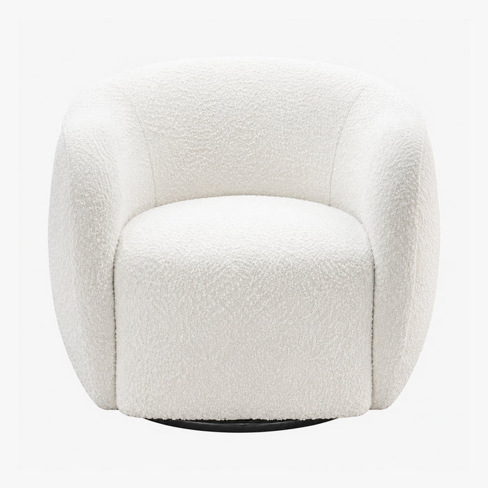 BARCY Fauteuil cabriolet pivotant effet peau de mouton blanc