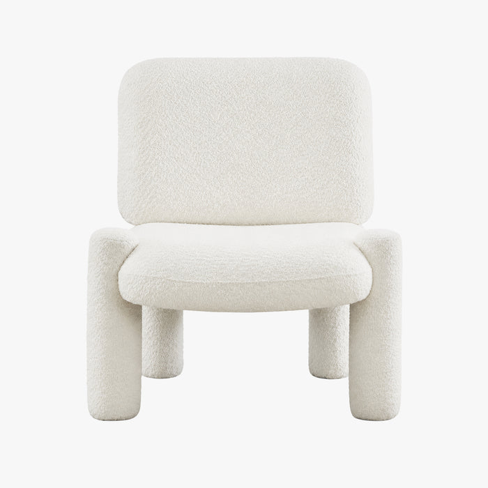 DANITA Fauteuil design effet peau de mouton blanc écru
