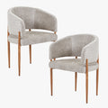 RUMA Lot de 2 chaises en tissu beige foncé pieds couleur bois clair