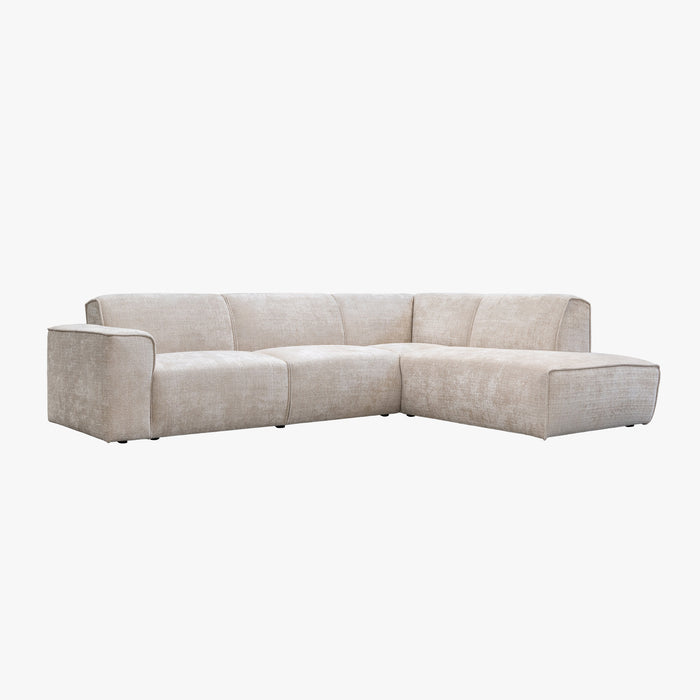 GIULIA XL Canapé d'angle en tissu beige - Angle droit
