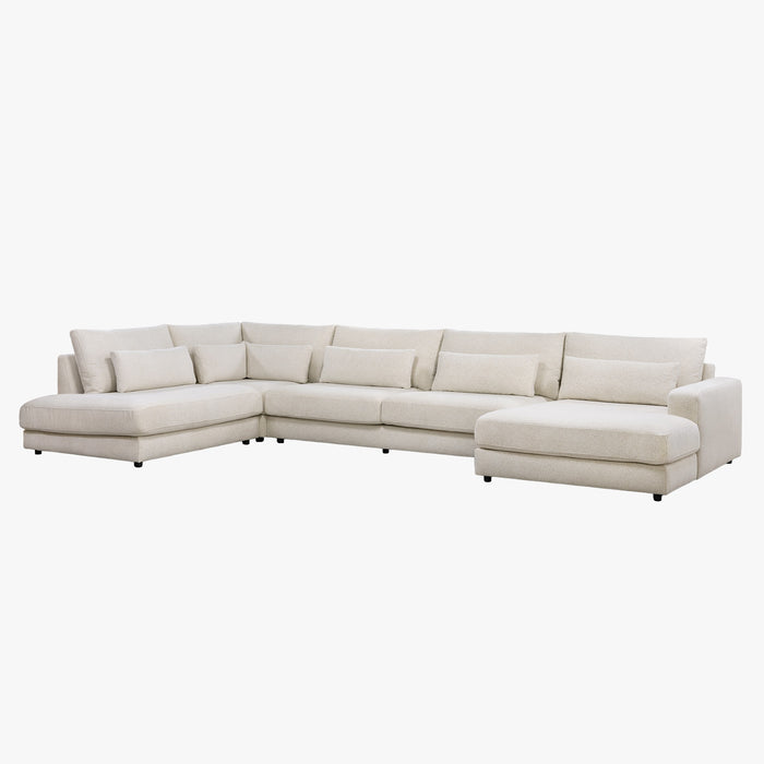 HILONA U Canapé panoramique tissu beige - Angle droit