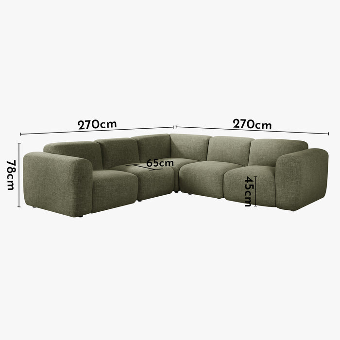 ALMA Canapé d'angle modulable en tissu vert