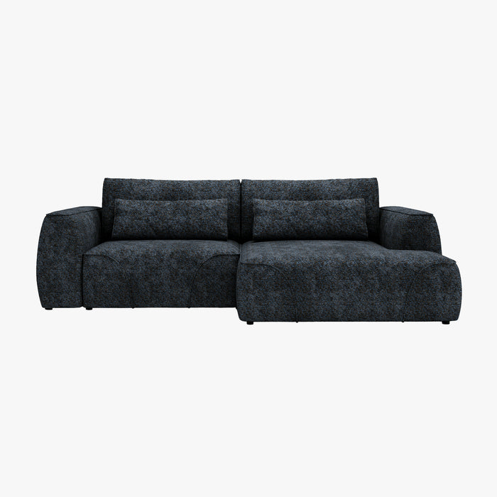 GRACE Canapé d'angle convertible avec coffre en tissu bleu - Angle droit