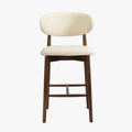 CLARA Tabouret en tissu bouclette beige pieds en chêne massif foncé