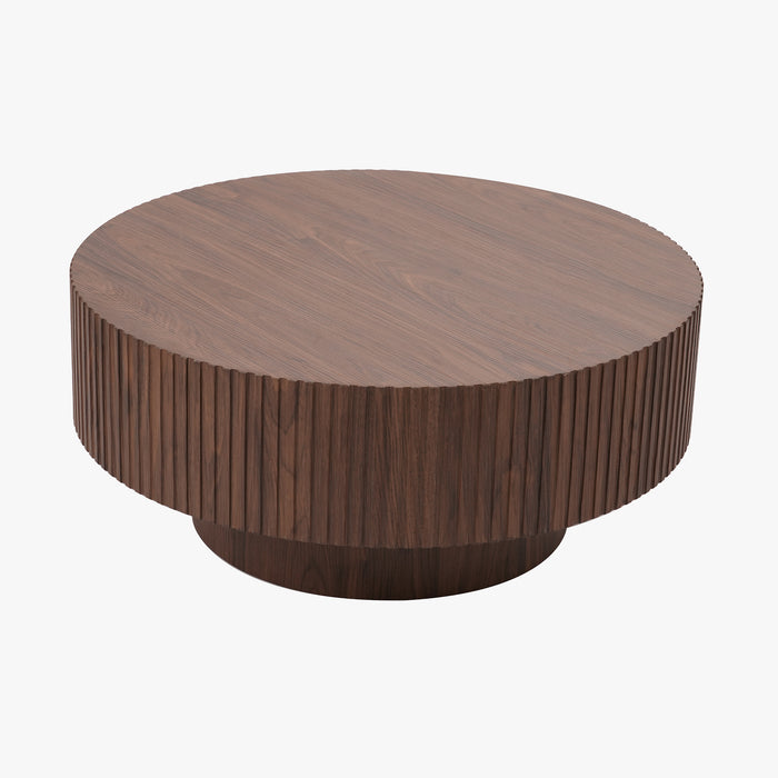 AIRA Table basse ronde couleur bois foncé D80 cm
