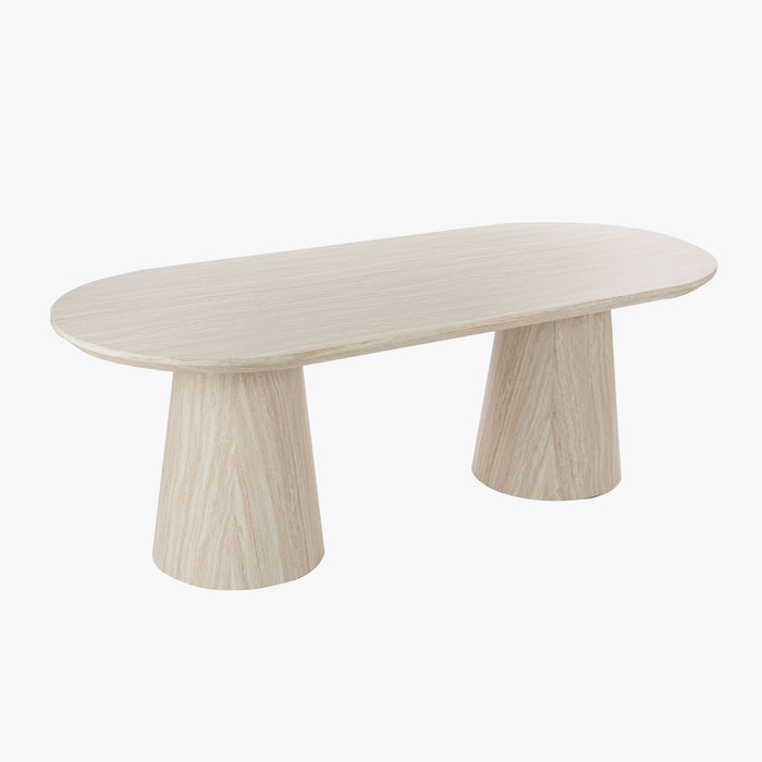 ENAYA Table à manger ovale couleur bois clair 220 cm