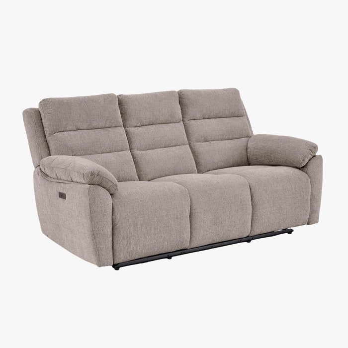 ULYA Canapé 3 places relax électrique en tissu taupe