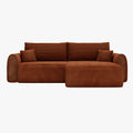 ADELE Canapé d'angle convertible et réversible avec coffre en velours côtelé terracotta