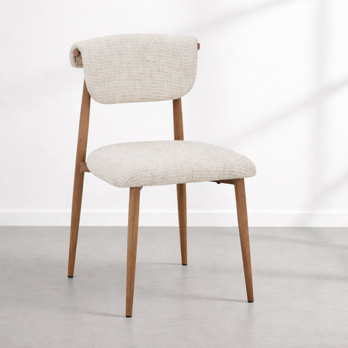 ADRIA Lot de 2 chaises en tissu beige pieds couleur bois