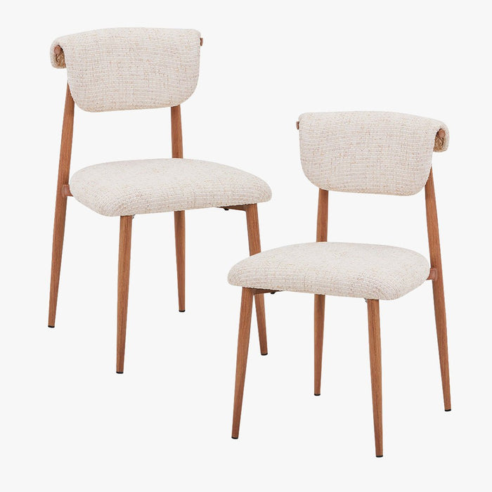 ADRIA Lot de 2 chaises en tissu beige pieds couleur bois