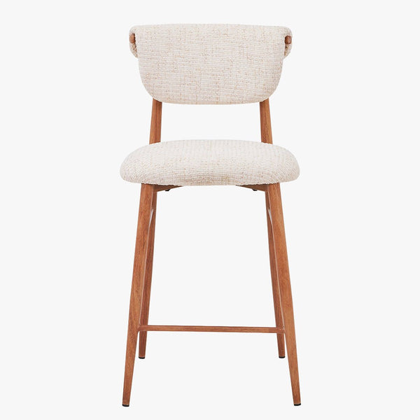 ADRIA Tabouret en tissu beige pieds couleur bois
