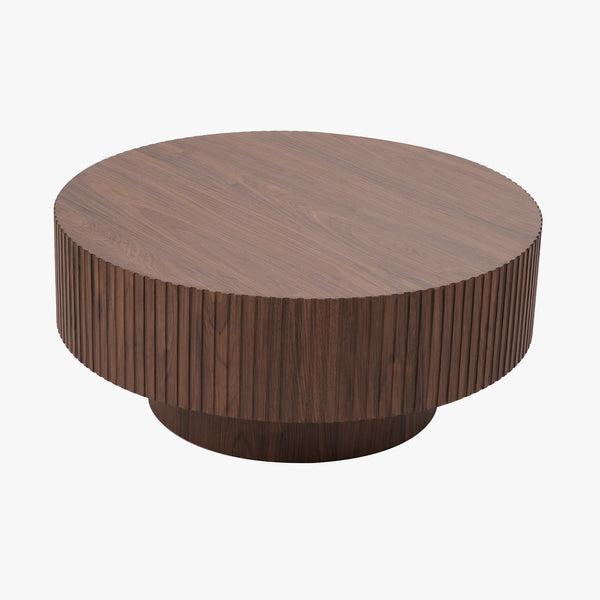 AIRA Table basse ronde couleur bois foncé D80 cm