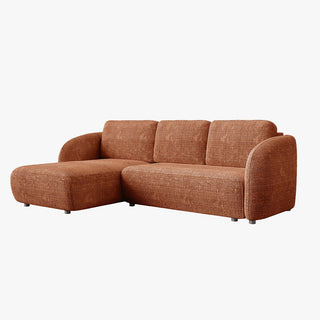 ALANYA Canapé d'angle convertible avec coffre en tissu orange - Angle gauche