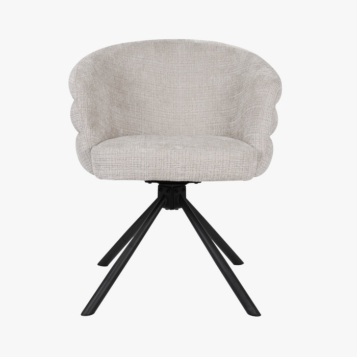 ALBANE Lot de 2 chaises pivotantes en tissu beige pieds en métal noir