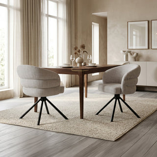 ALBANE Lot de 2 chaises pivotantes en tissu beige pieds en métal noir