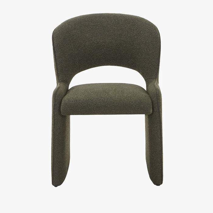 ALESIA Fauteuil tissu bouclette vert foncé