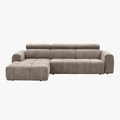 ALEXIA Canapé d'angle convertible avec têtières relevables en tissu taupe - Angle gauche