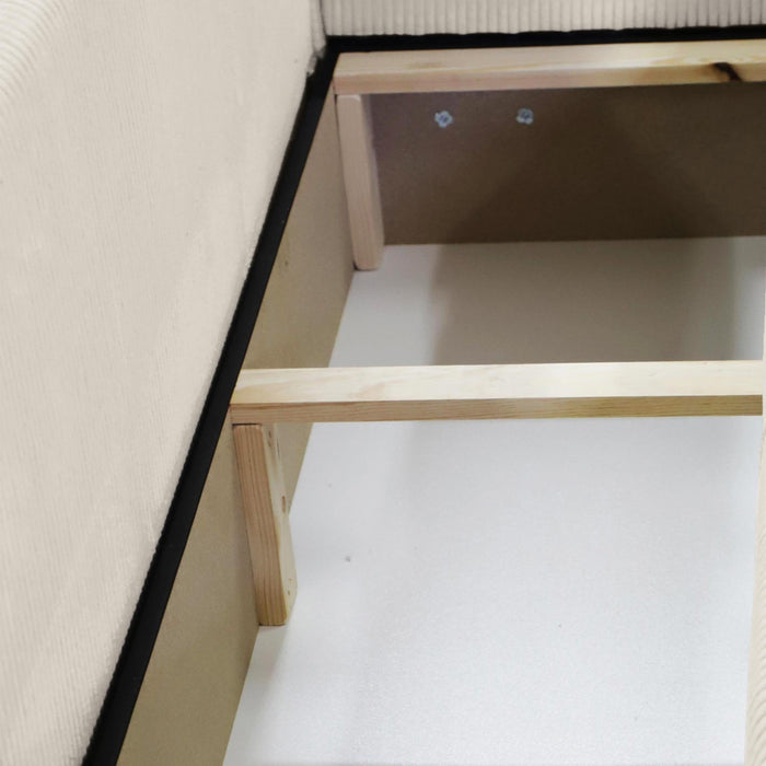 ALICIA MINI Canapé d'angle convertible et réversible avec coffre en velours côtelé beige