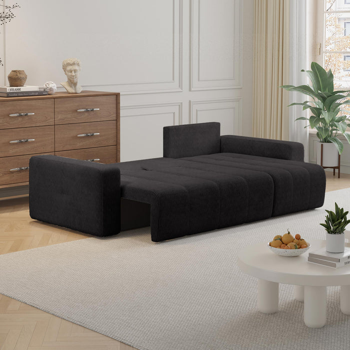 ALICIA MINI Canapé d'angle convertible et réversible avec coffre en velours côtelé gris foncé