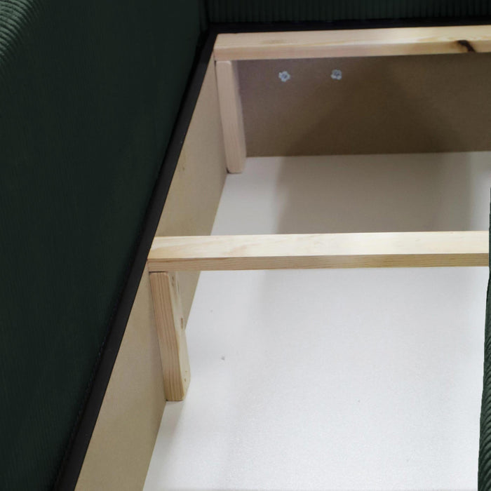 ALICIA MINI Canapé d'angle convertible et réversible avec coffre en velours côtelé vert