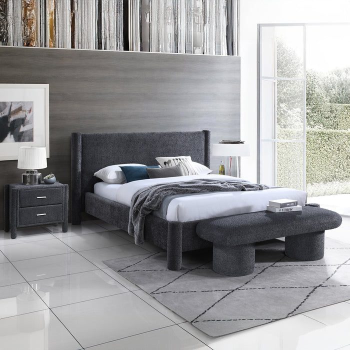 ALINA Lit double effet peau de mouton anthracite 160x200 cm