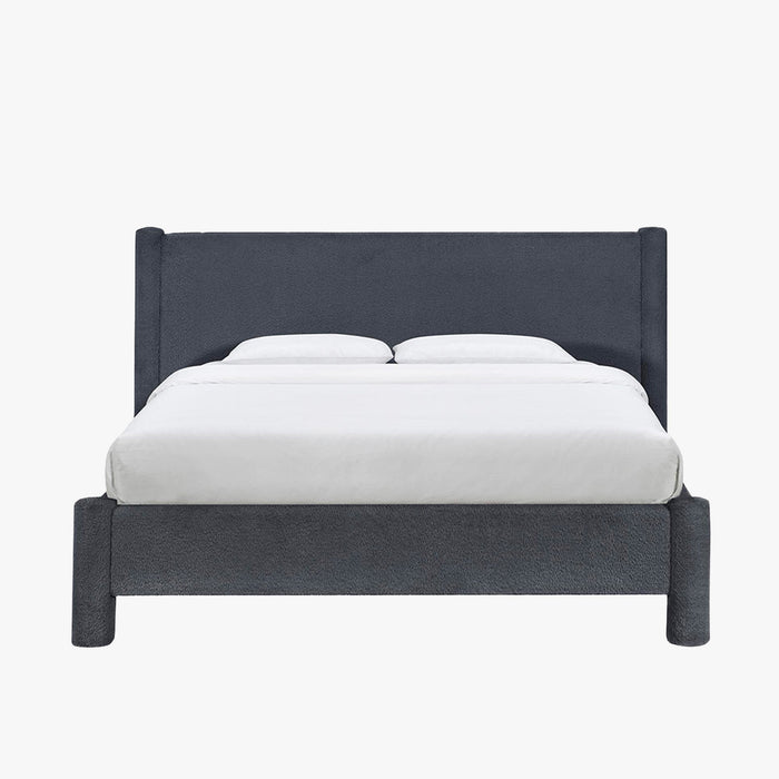 ALINA Lit double effet peau de mouton anthracite 160x200 cm