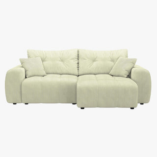 ALYA Canapé d'angle convertible et réversible avec coffre en velours côtelé beige