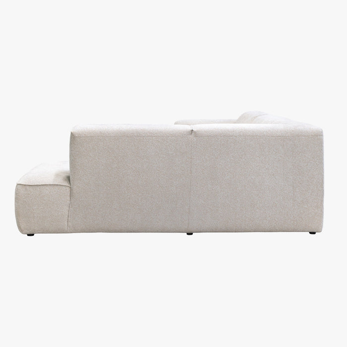 AMANDA Canapé d'angle en tissu blanc écru avec détail métal noir - Angle droit