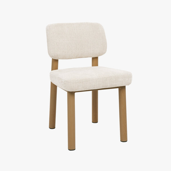 AMELI Lot de 2 chaises en tissu beige pieds en métal beige