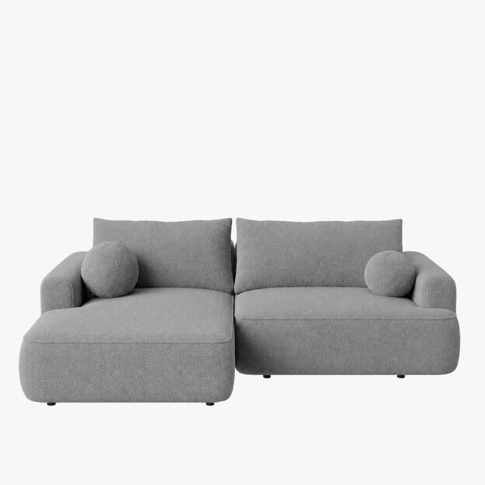 ANAIS Canapé d'angle convertible en tissu bouclette gris - Angle gauche