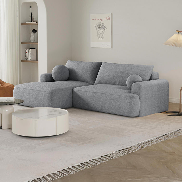 ANAIS Canapé d'angle convertible en tissu bouclette gris - Angle gauche – Canapé d'angle convertible Mobilier Deco