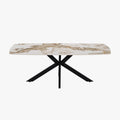 APOLLO Table basse ovale en pierre frittée blanc marbré 130 cm
