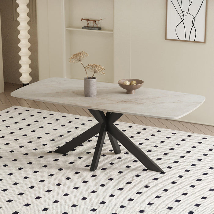 APOLLO XL Table à manger en pierre frittée beige 180 cm