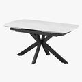 ARES Table à manger extensible en pierre frittée blanc et métal noir