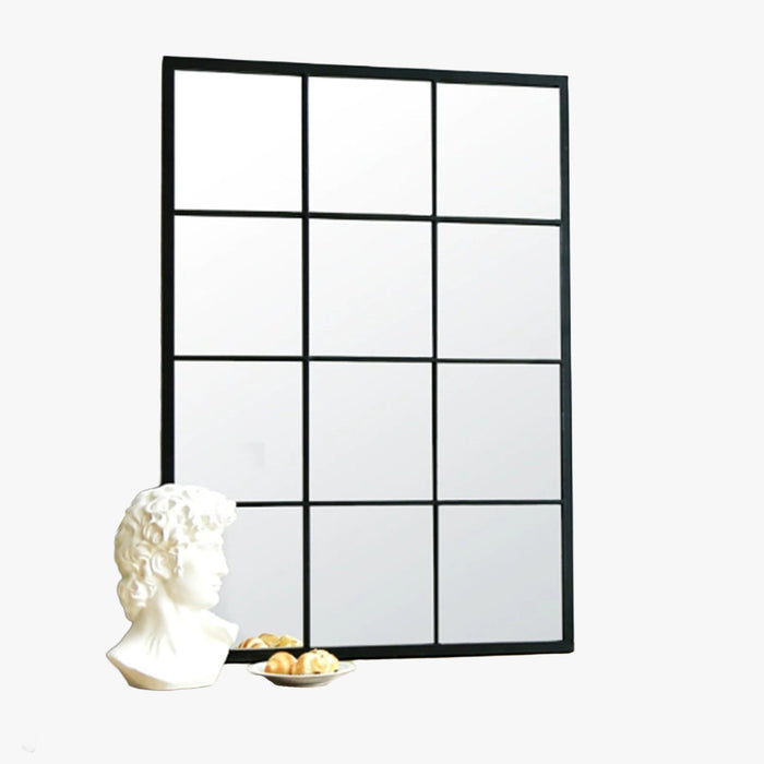 ARYA Miroir mural rectangulaire en fer noir 120x80 cm