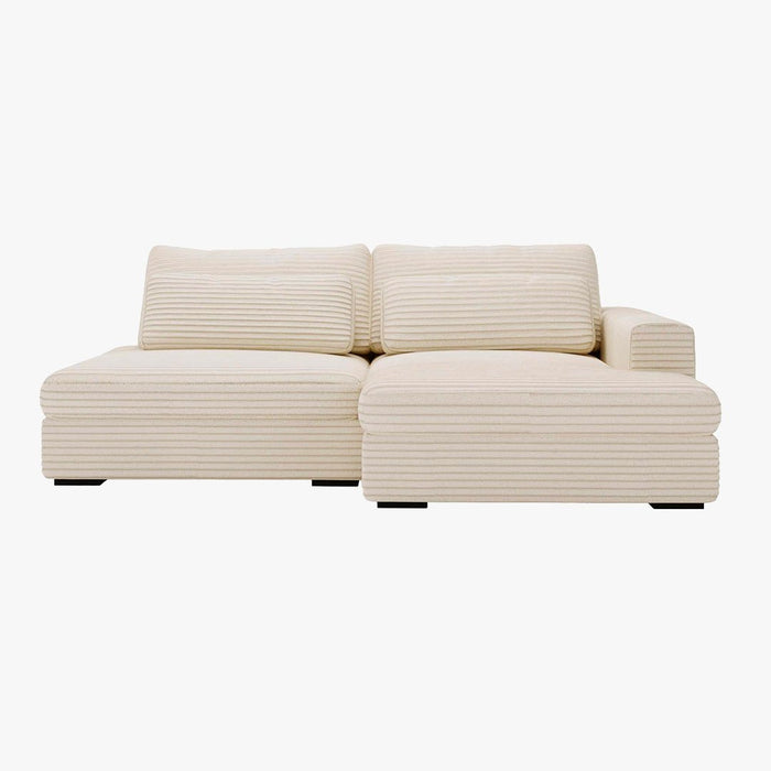 AYDA Canapé d'angle convertible avec coffre en velours gros côtelé beige - Angle droit