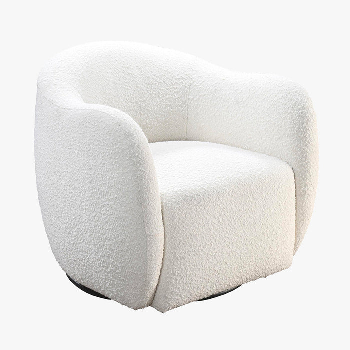 BARCY Fauteuil cabriolet pivotant effet peau de mouton blanc