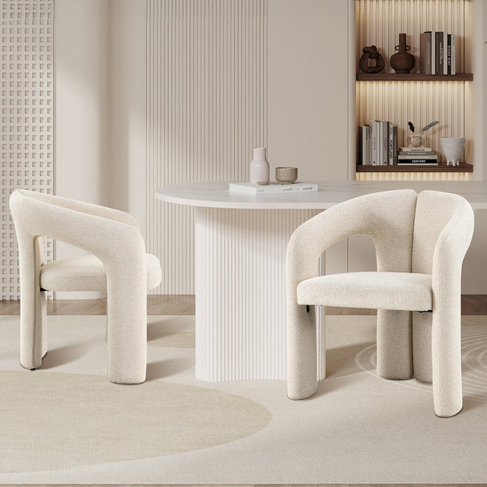 BEJA Fauteuil en tissu bouclette beige