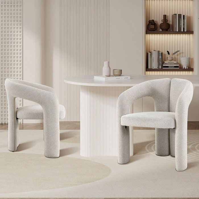 BEJA Fauteuil en tissu bouclette écru