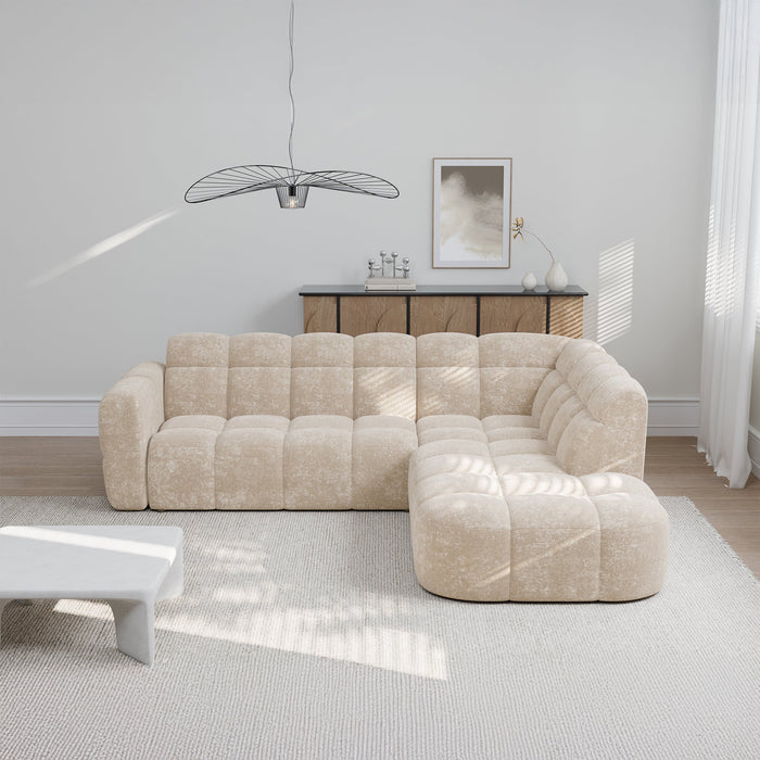 BELIZ Canapé d'angle en tissu beige - Angle droit