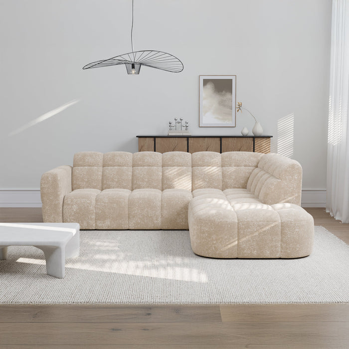 BELIZ Canapé d'angle en tissu beige - Angle droit