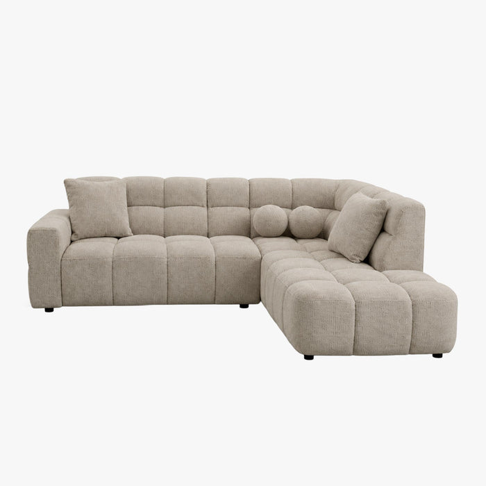 BELIZ Canapé d'angle en tissu beige - Angle droit