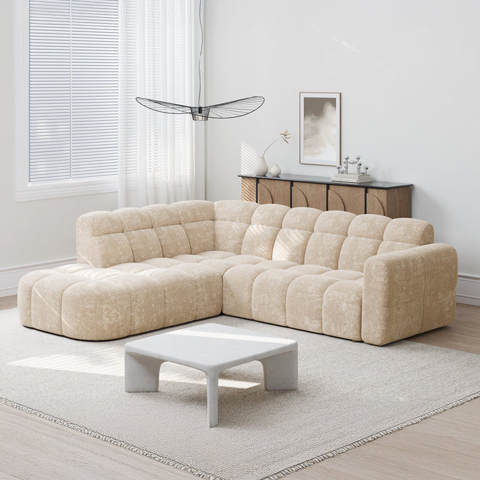 BELIZ Canapé d'angle en tissu beige - Angle gauche